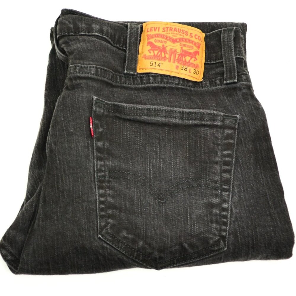 Levi's 514 Men's Size W38 L30 Black Loose Straight Fit Dark Wash Jeans